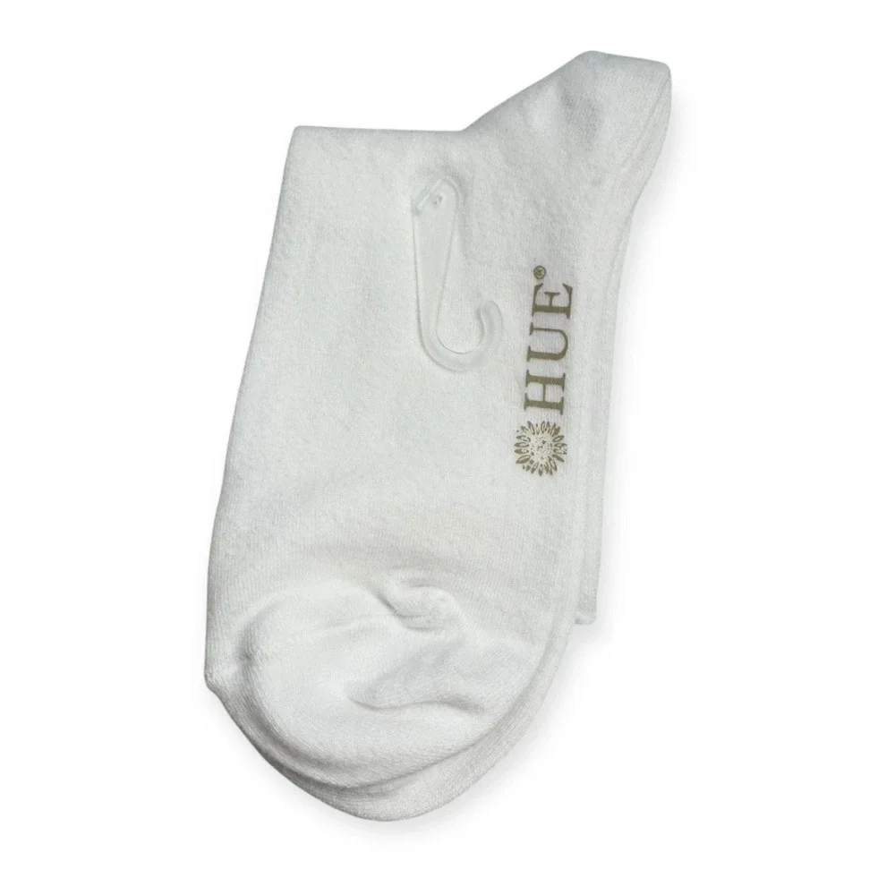Hue HUEtopia Womens Solid White Roll Top Shortie Socks OSFM 6 Pairs Cotton Blend